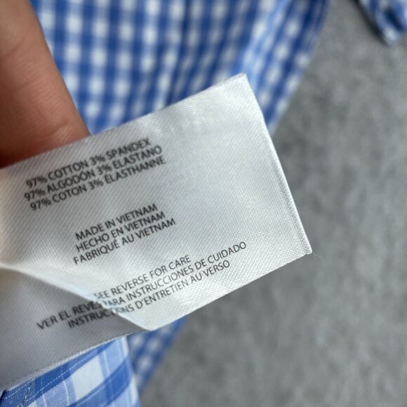 NEW Gap Men's M Short Sleeve Poplin Button up Shirt Blue & White Checkered - Picture 6 of 7